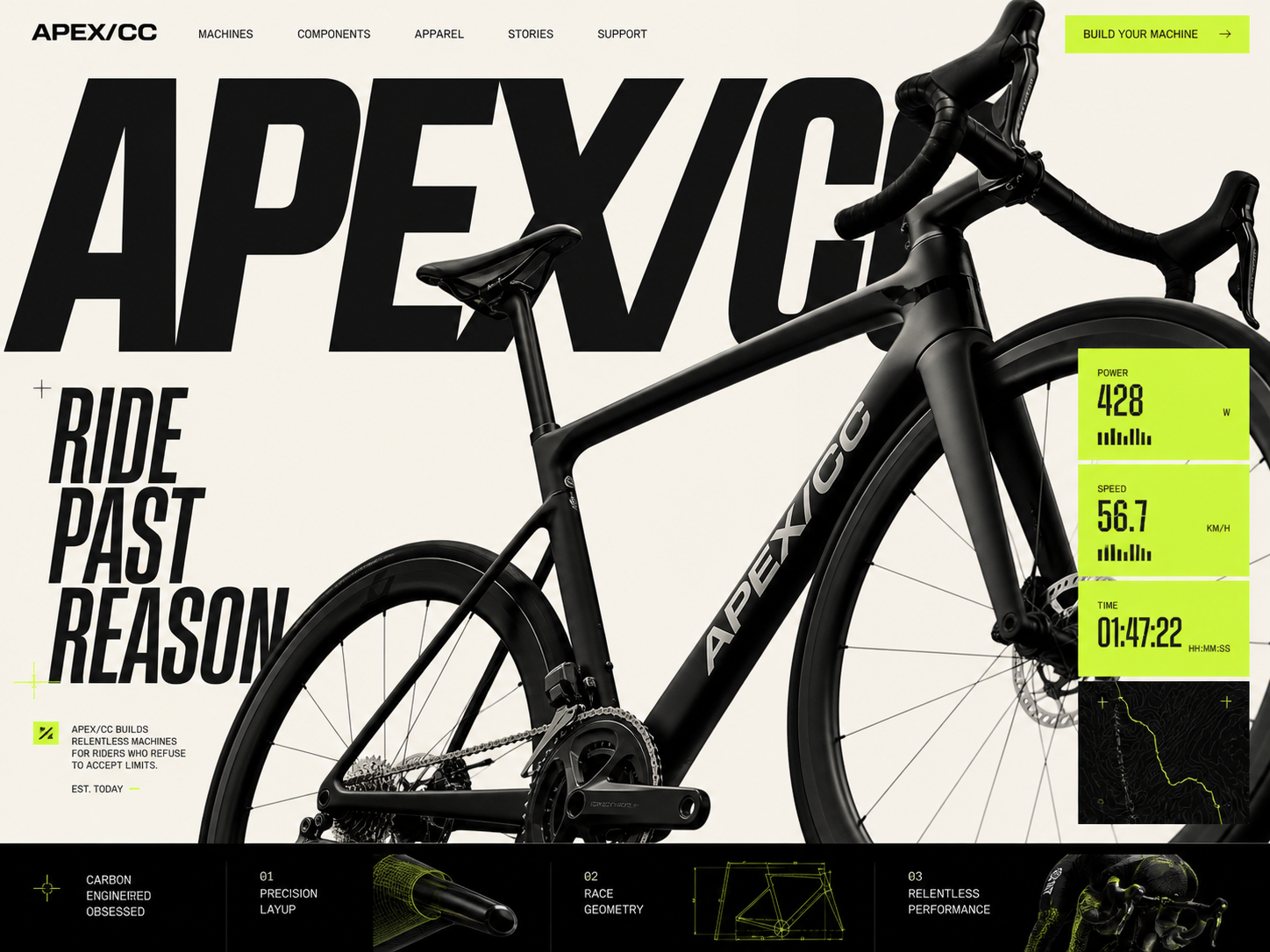 APEX/CC performance cycling website concept