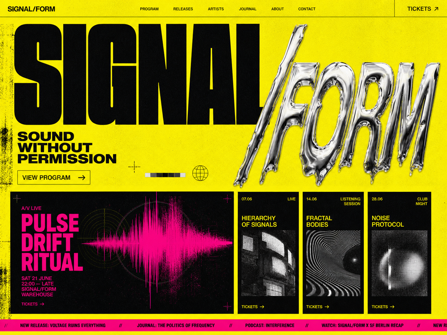 SIGNAL/FORM sound and culture website concept