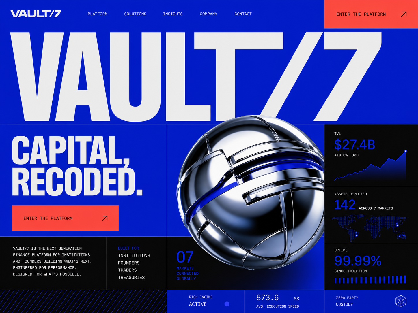 VAULT/7 finance platform website concept